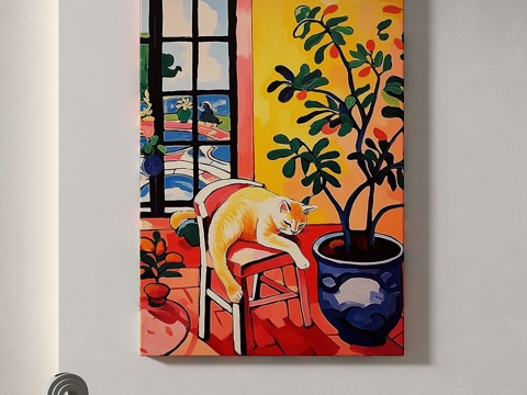  现代，复古，油画，轻奢，艺术，抽象，装饰画3d模型 