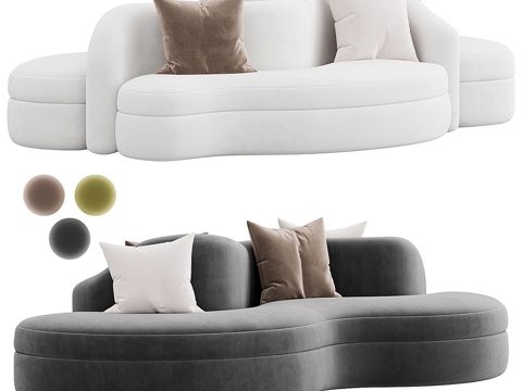  Curved现代异形多人布艺沙发3d模型 