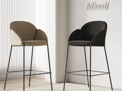  Minotti现代极简吧椅 餐椅 布艺椅子3d模型 
