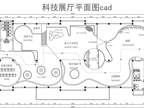 科技展厅平面图cad施工图