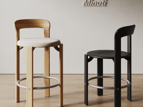 Minotti现代餐椅 吧椅 实木餐椅su模型