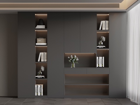  现代书柜3d模型 
