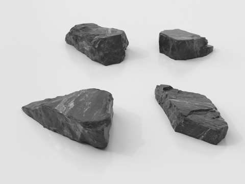  现代石头 黑石头 景观石3d模型 
