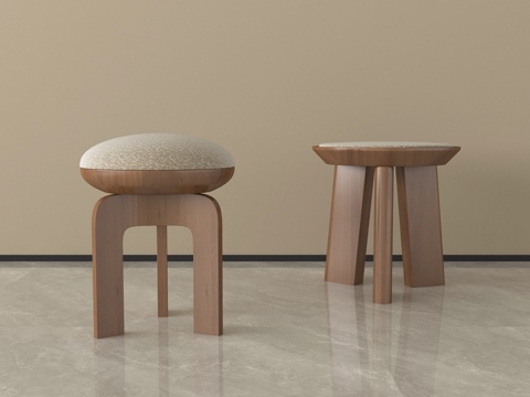 中古风小凳子 坐墩 沙发凳su模型