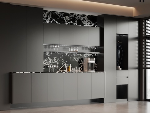  现代意式餐边柜 橱柜3d模型 