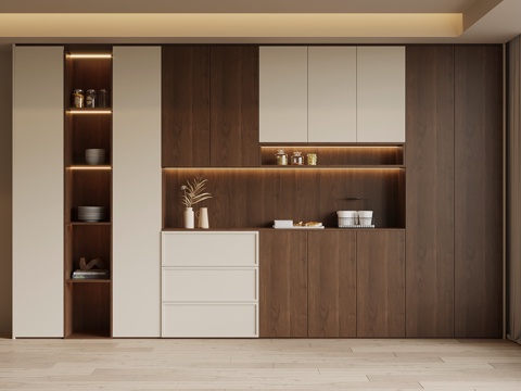 中古风酒柜 餐边柜su模型