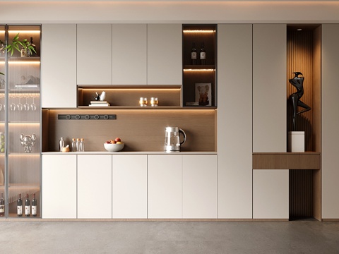 现代酒柜 定制满墙酒柜su模型