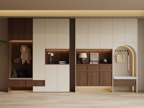 中古风鞋柜 入户鞋柜su模型