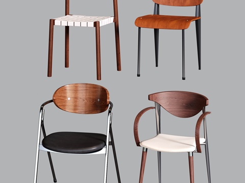  中古餐椅 不锈钢单椅 写字椅3d模型 