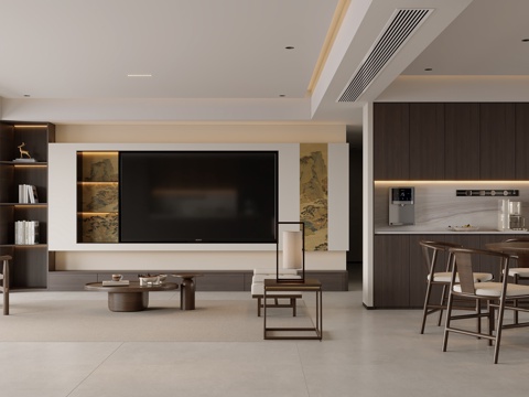  宋氏美学原木客餐厅3d模型 