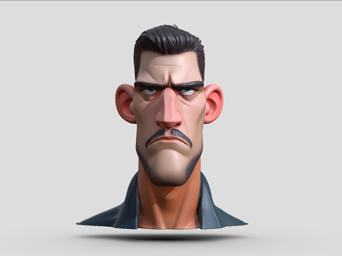  卡通男性半身像 雕塑 雕像 人物雕塑 卡通人物 男性雕像3d模型 