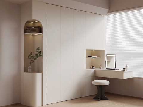 现代衣柜 梳妆台 带桌衣柜su模型