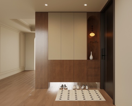 中古风鞋柜 入户鞋柜su模型