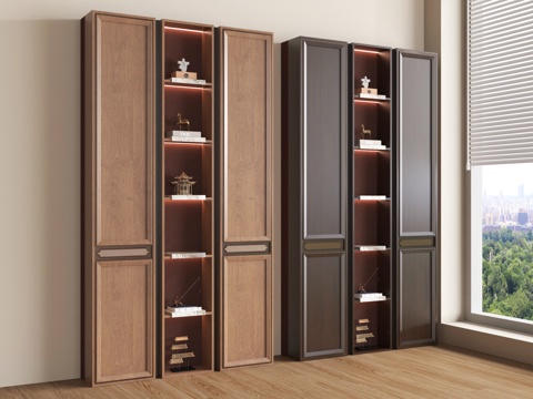  新中式储物柜 装饰柜 阳台储物柜3d模型 