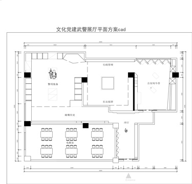 文化党建展厅平面图cad施工图
