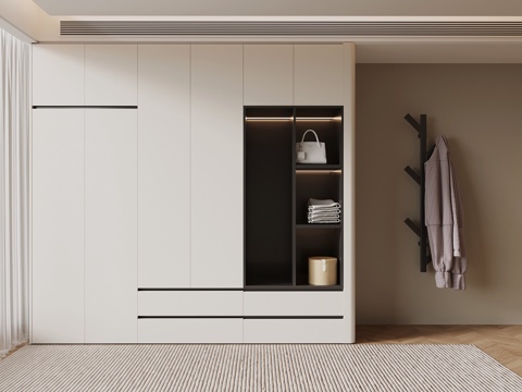  现代衣柜 通顶衣柜su模型 