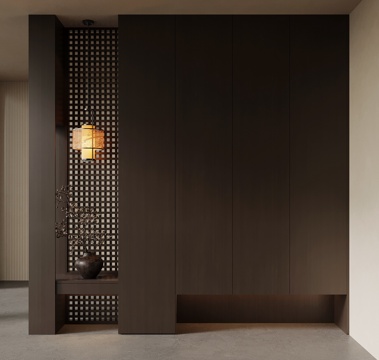  新中式玄关 玄关柜3d模型 