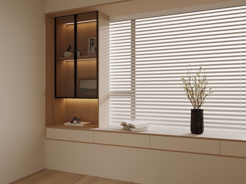 现代飘窗台 飘窗柜su模型