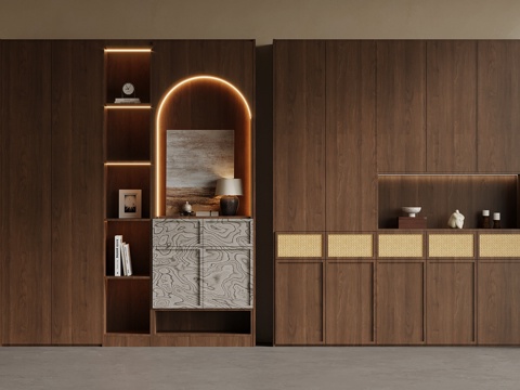 中古风鞋柜 入户鞋柜su模型