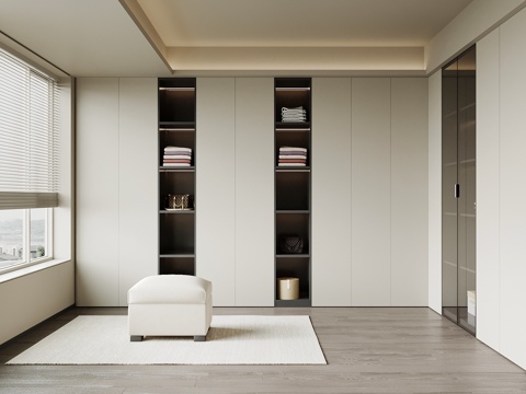  现代衣帽间 沙发凳 L型衣柜3d模型 