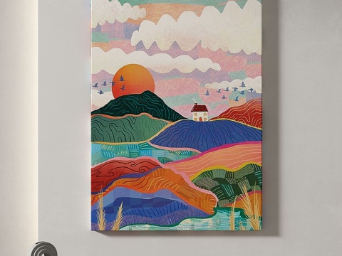  现代，复古，油画，轻奢，艺术，抽象，装饰画3d模型 