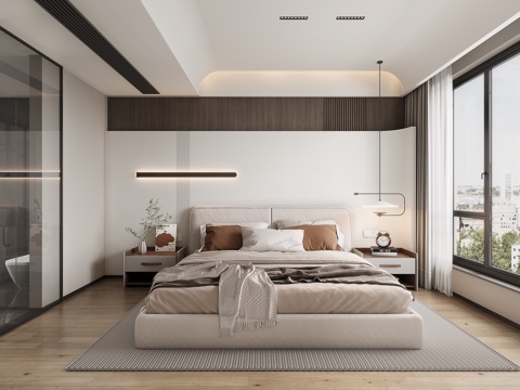  现代简约卧室3d模型 