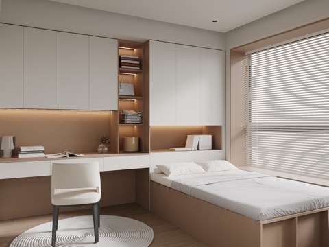  现代榻榻米卧室3d模型 