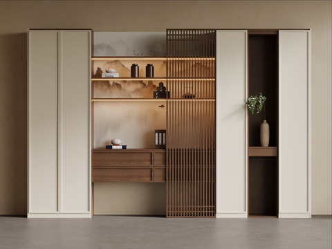  新中式书柜 宋式风书柜3d模型 