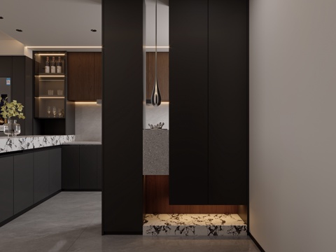  意式轻奢入户玄关3d模型 