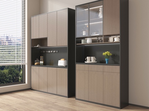 意式茶水柜 茶水间su模型