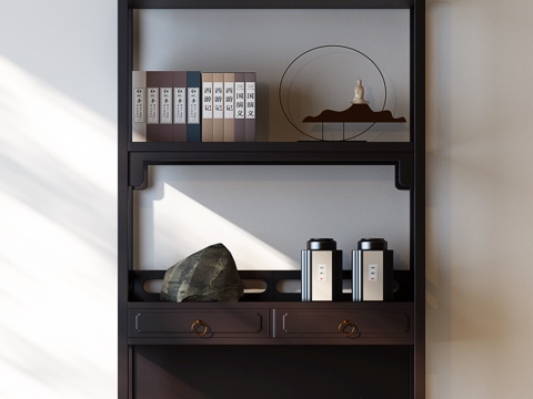  新中式书柜 宋氏书柜 新中式边柜 宋氏边柜 新中式装饰柜3d模型 