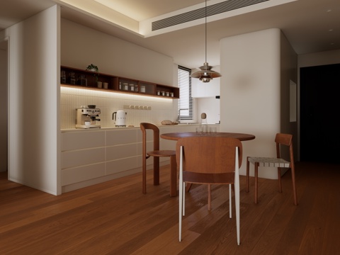 原木风客餐厅su模型