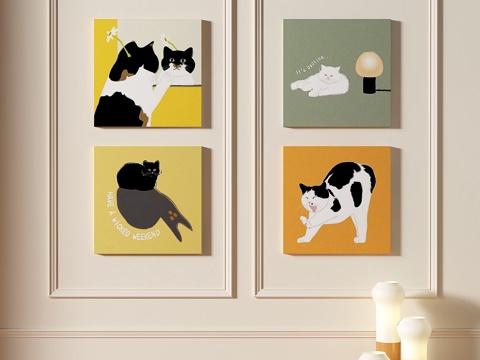  现代，儿童，奶油风，组合画3d模型 