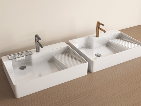 现代台盆 一体盆 陶瓷盆 台上盆su模型