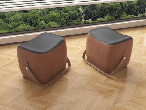  北欧马鞍矮凳 方凳  换鞋凳3d模型 