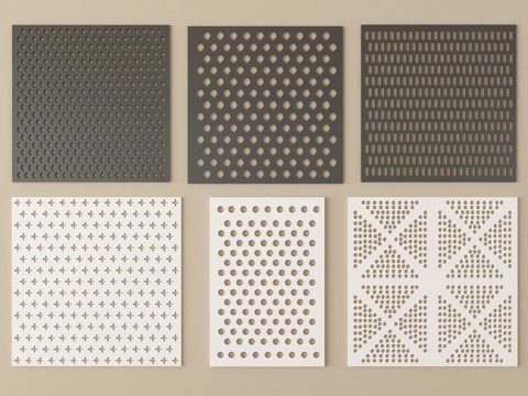  现代其他五金 冲孔板 不锈钢板 穿孔护墙板su模型 