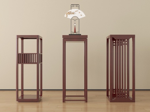  新中式花架 花几3d模型 