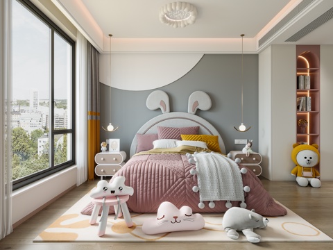  现代简约女孩房3d模型 