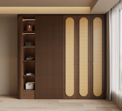  中古风衣柜su模型 