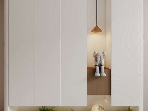  现代玄关背景造型柜子3d模型 