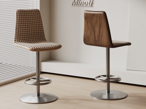 Minotti现代吧椅 实木吧椅 餐椅 旋转椅su模型