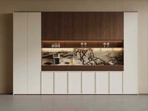 中古风酒柜 餐边柜su模型