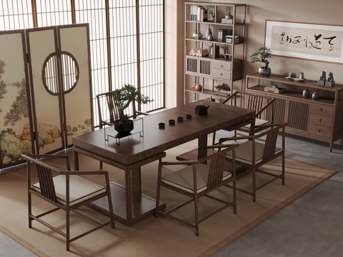  新中式茶室3d模型 