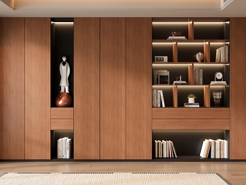 中古现代书柜 开放格书柜 雕塑su模型