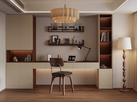  中古风书房 书柜 书桌椅3d模型 