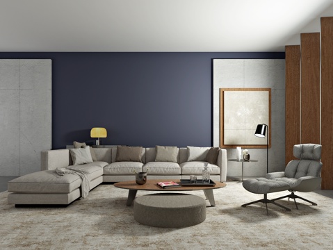  现代沙发茶几 单椅 装饰画3d模型 