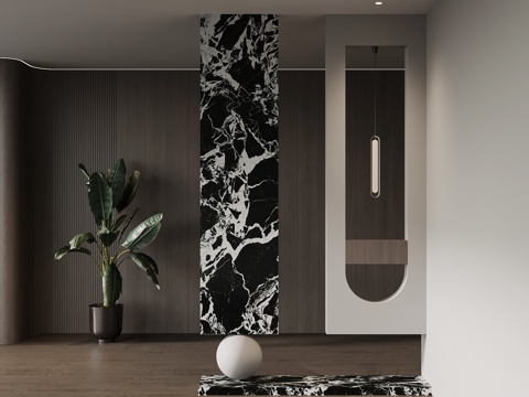  现代意式玄关 入户隔断3d模型 