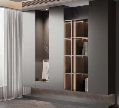  现代意式书柜 装饰柜3d模型 