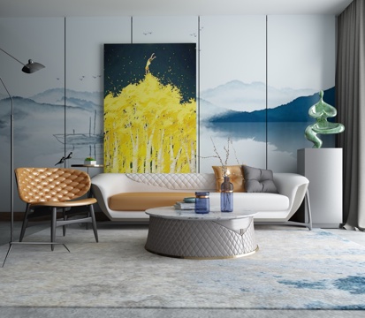  现代沙发茶几组合模型3d模型 