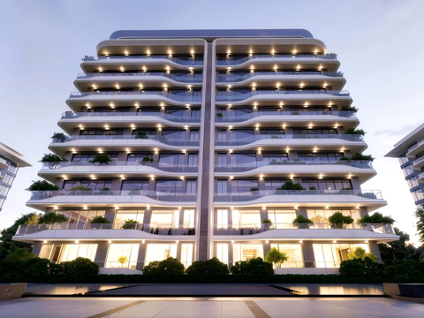 现代多层住宅 花园洋房su模型